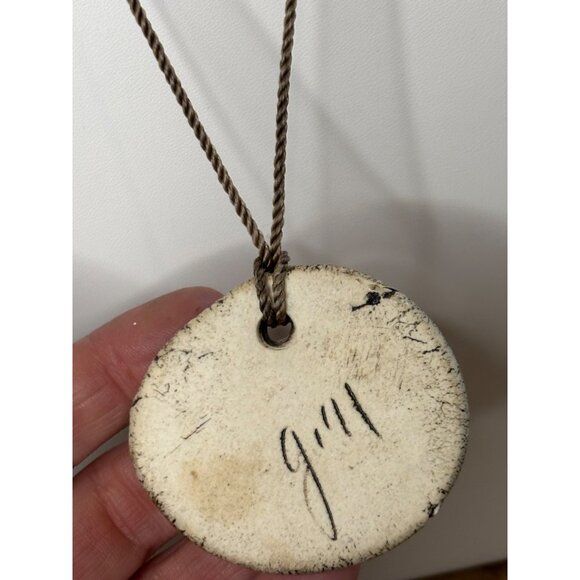 Personalized Ceramic Pendant Necklace With "Jacque" Engraving Flower Detail & Tw - Picture 5 of 7